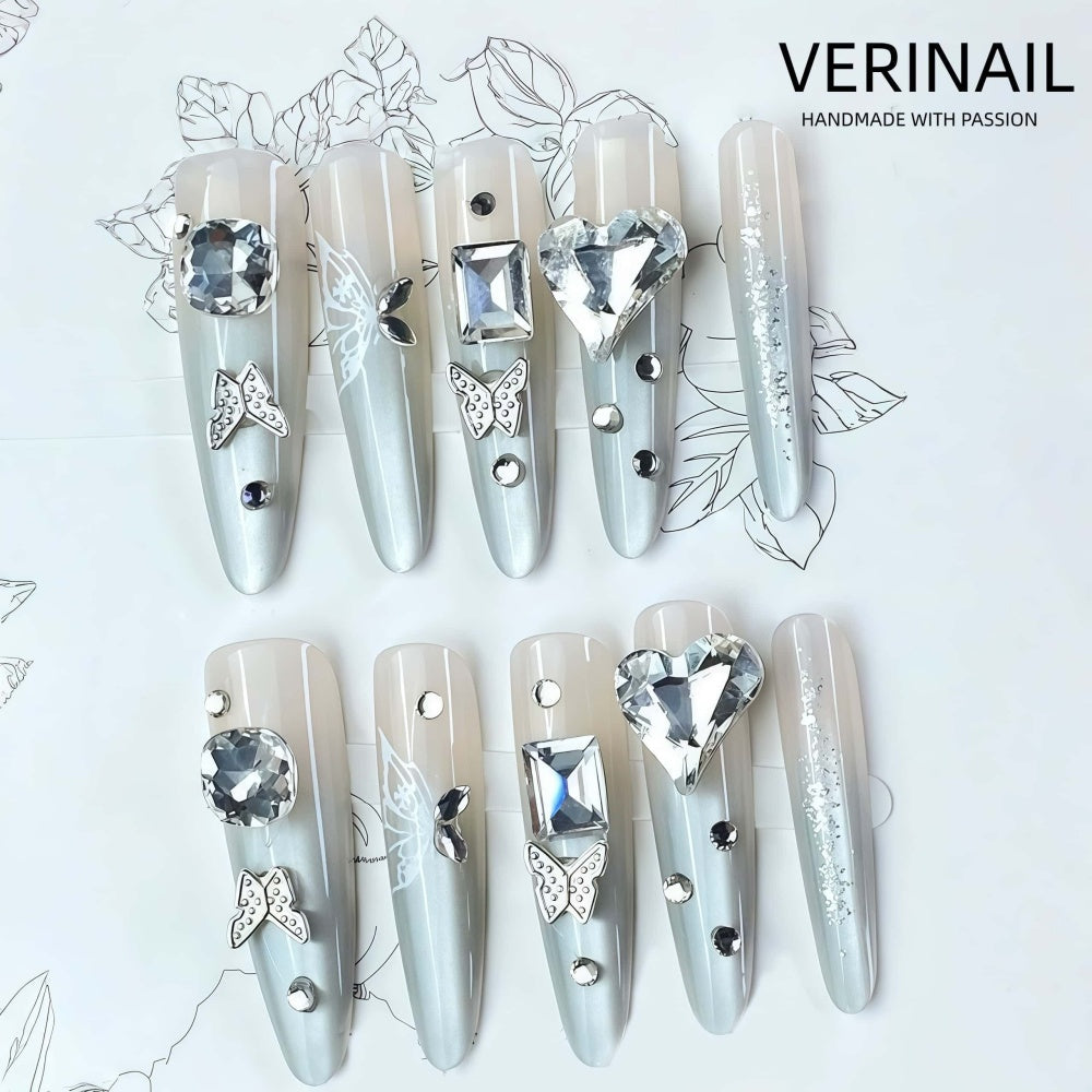 #3 Press-On Nails Box | Handmade | Reusable | Glitter + Gems + Floral | French Tips