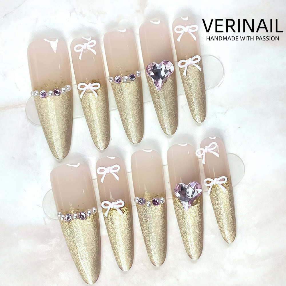 #3 Press-On Nails Box | Handmade | Reusable | Glitter + Gems + Floral | French Tips