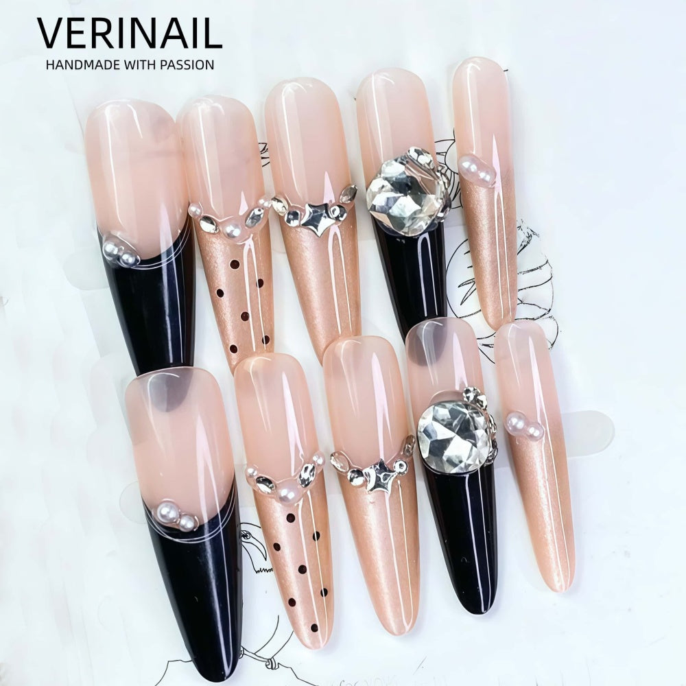 #3 Press-On Nails Box | Handmade | Reusable | Glitter + Gems + Floral | French Tips