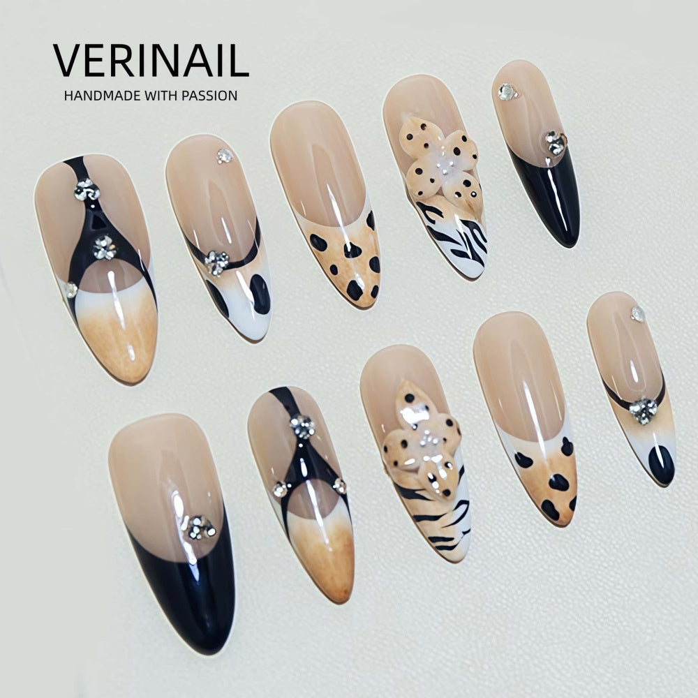 #3 Press-On Nails Box | Handmade | Reusable | Glitter + Gems + Floral | French Tips
