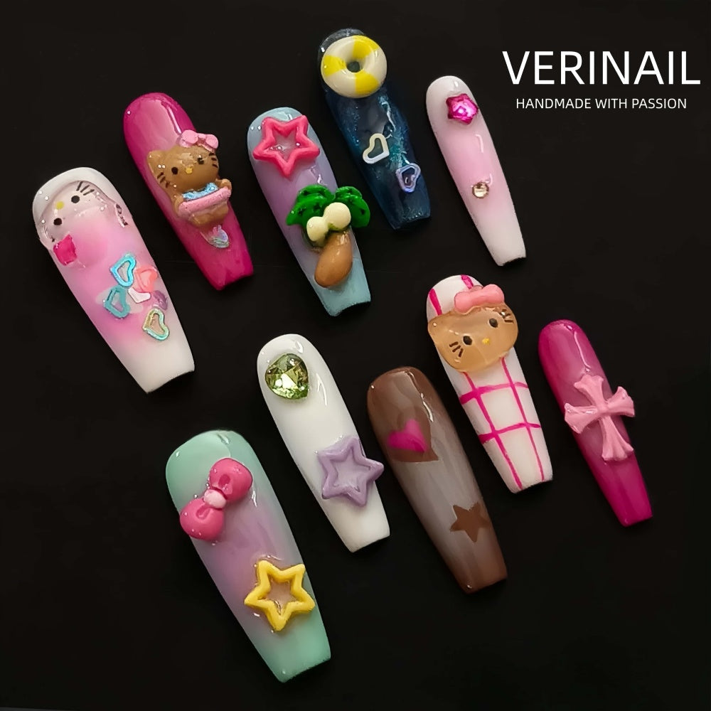 #3 Press-On Nails Box | Handmade | Reusable | Glitter + Gems + Floral | French Tips