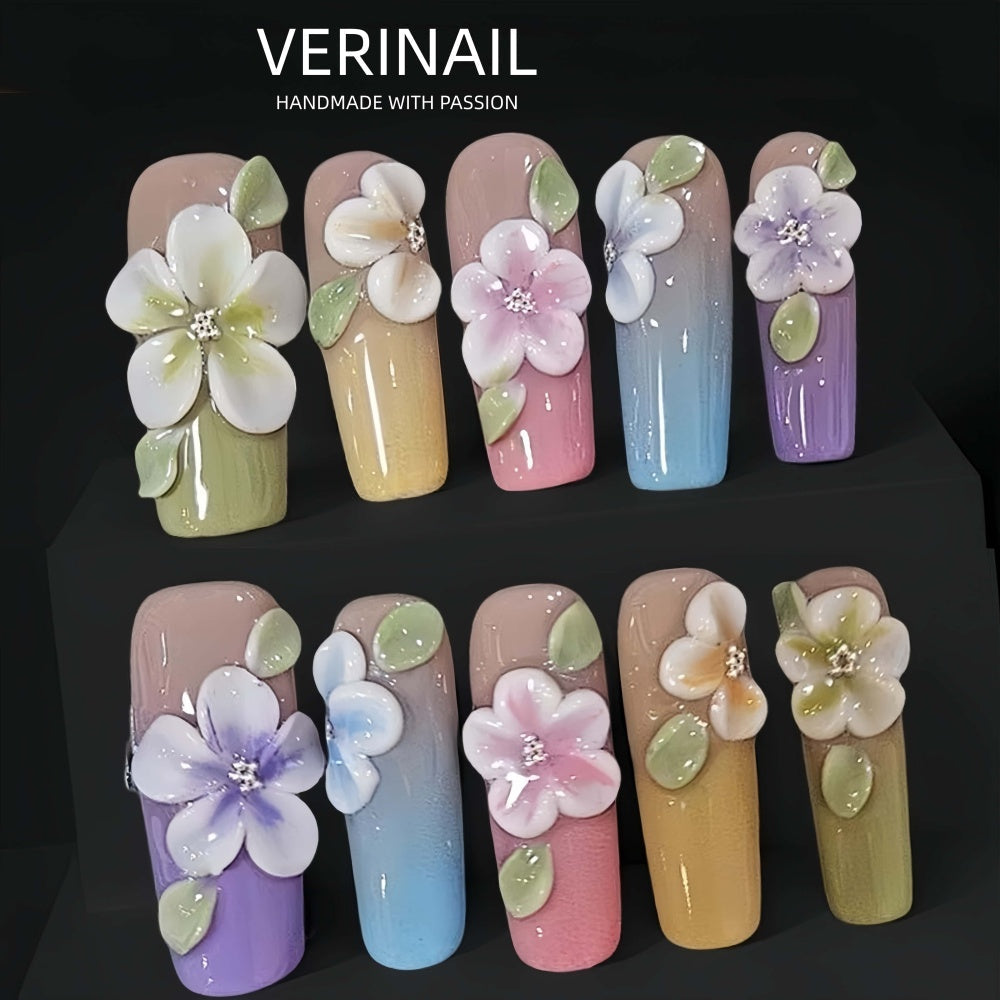 #3 Press-On Nails Box | Handmade | Reusable | Glitter + Gems + Floral | French Tips