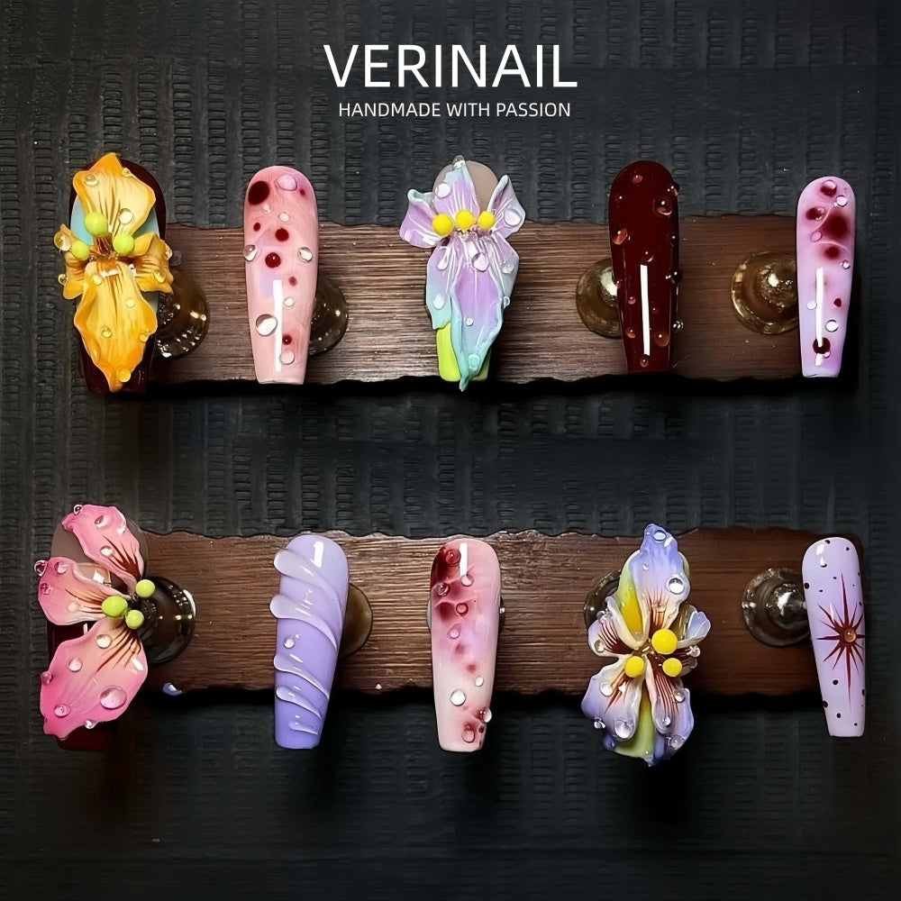 #3 Press-On Nails Box | Handmade | Reusable | Glitter + Gems + Floral | French Tips
