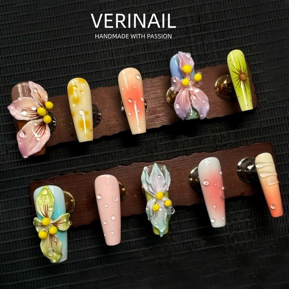 #3 Press-On Nails Box | Handmade | Reusable | Glitter + Gems + Floral | French Tips