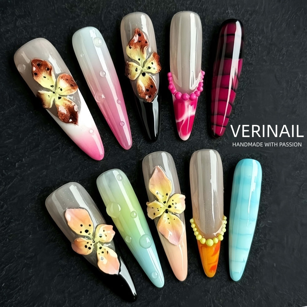 #3 Press-On Nails Box | Handmade | Reusable | Glitter + Gems + Floral | French Tips