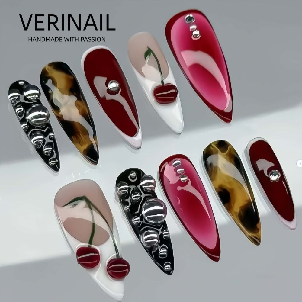 #3 Press-On Nails Box | Handmade | Reusable | Glitter + Gems + Floral | French Tips