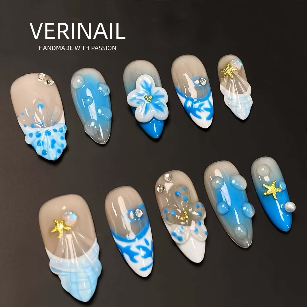 #3 Press-On Nails Box | Handmade | Reusable | Glitter + Gems + Floral | French Tips