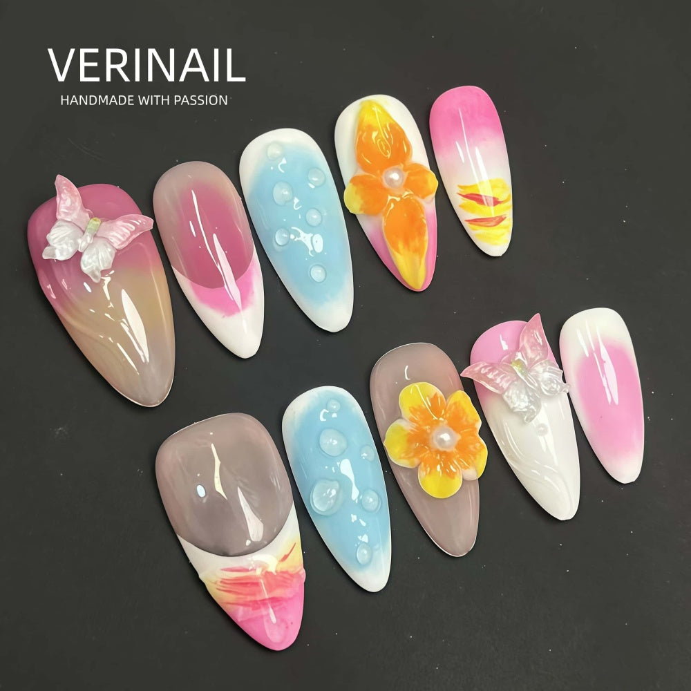 #3 Press-On Nails Box | Handmade | Reusable | Glitter + Gems + Floral | French Tips