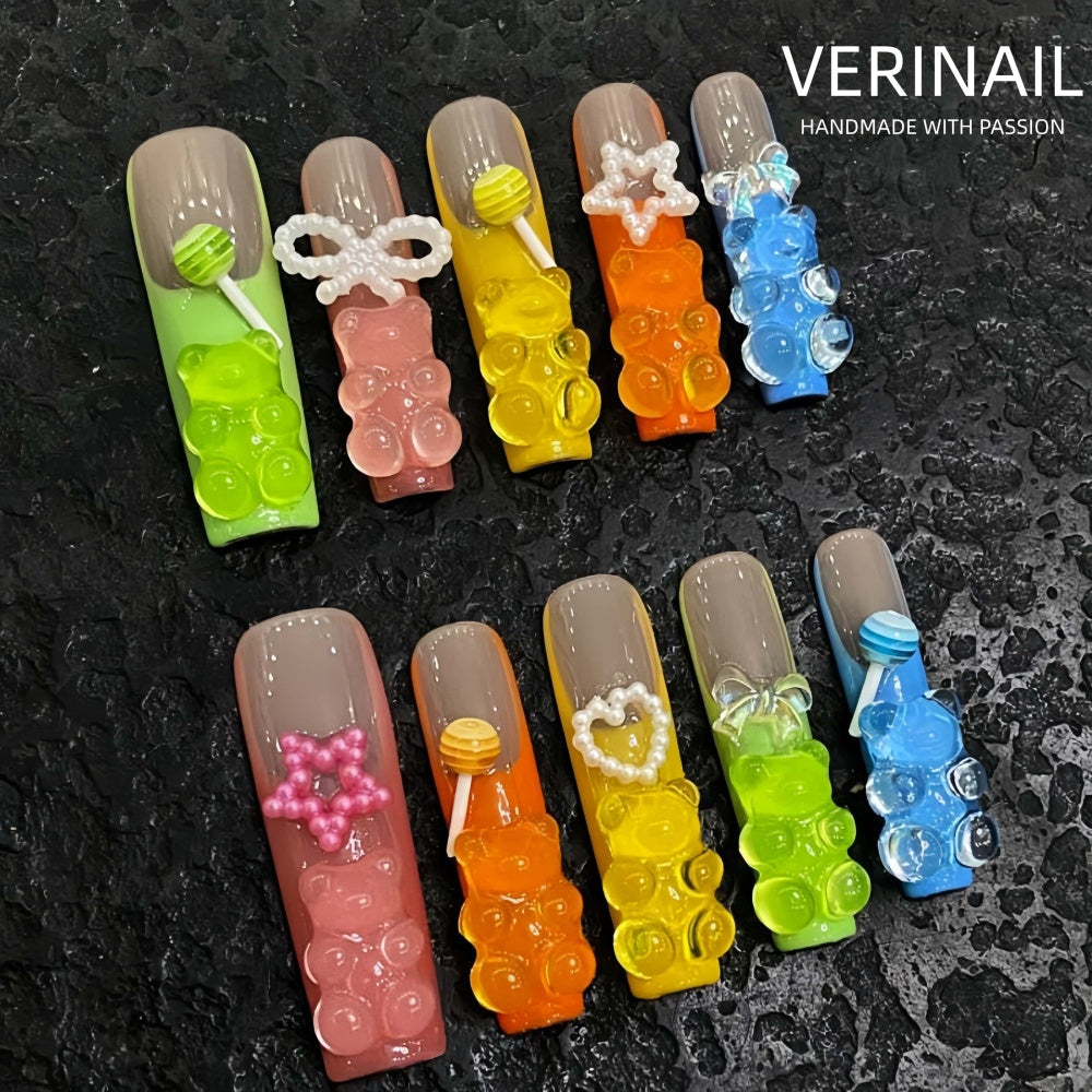 #3 Press-On Nails Box | Handmade | Reusable | Glitter + Gems + Floral | French Tips
