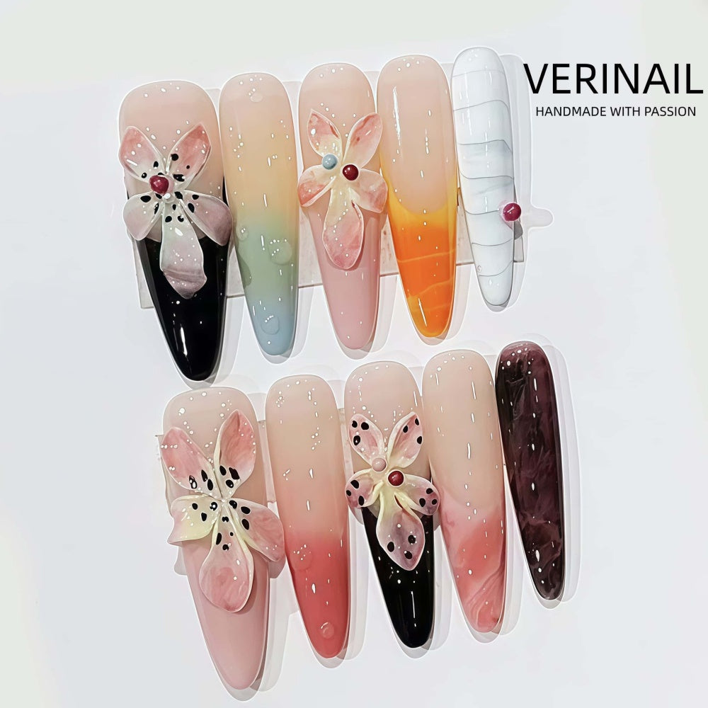 #3 Press-On Nails Box | Handmade | Reusable | Glitter + Gems + Floral | French Tips