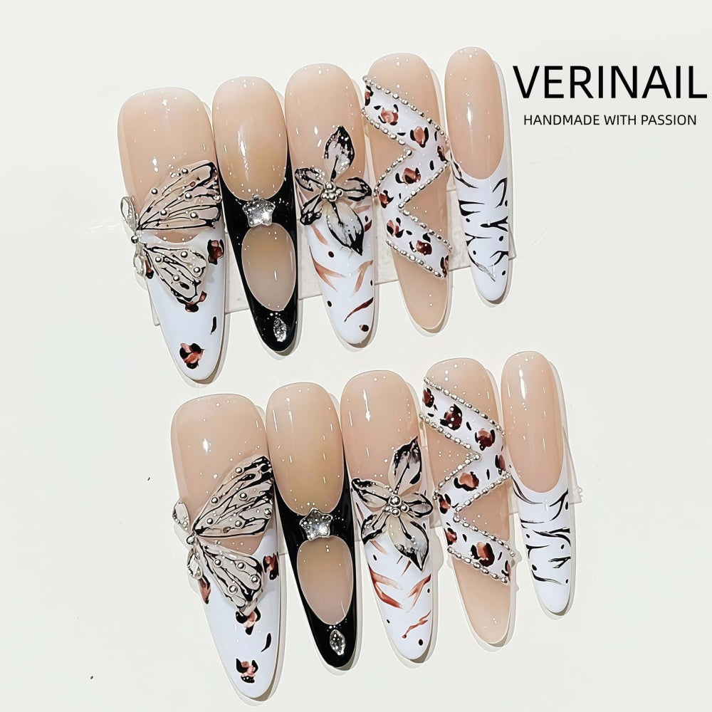 #3 Press-On Nails Box | Handmade | Reusable | Glitter + Gems + Floral | French Tips