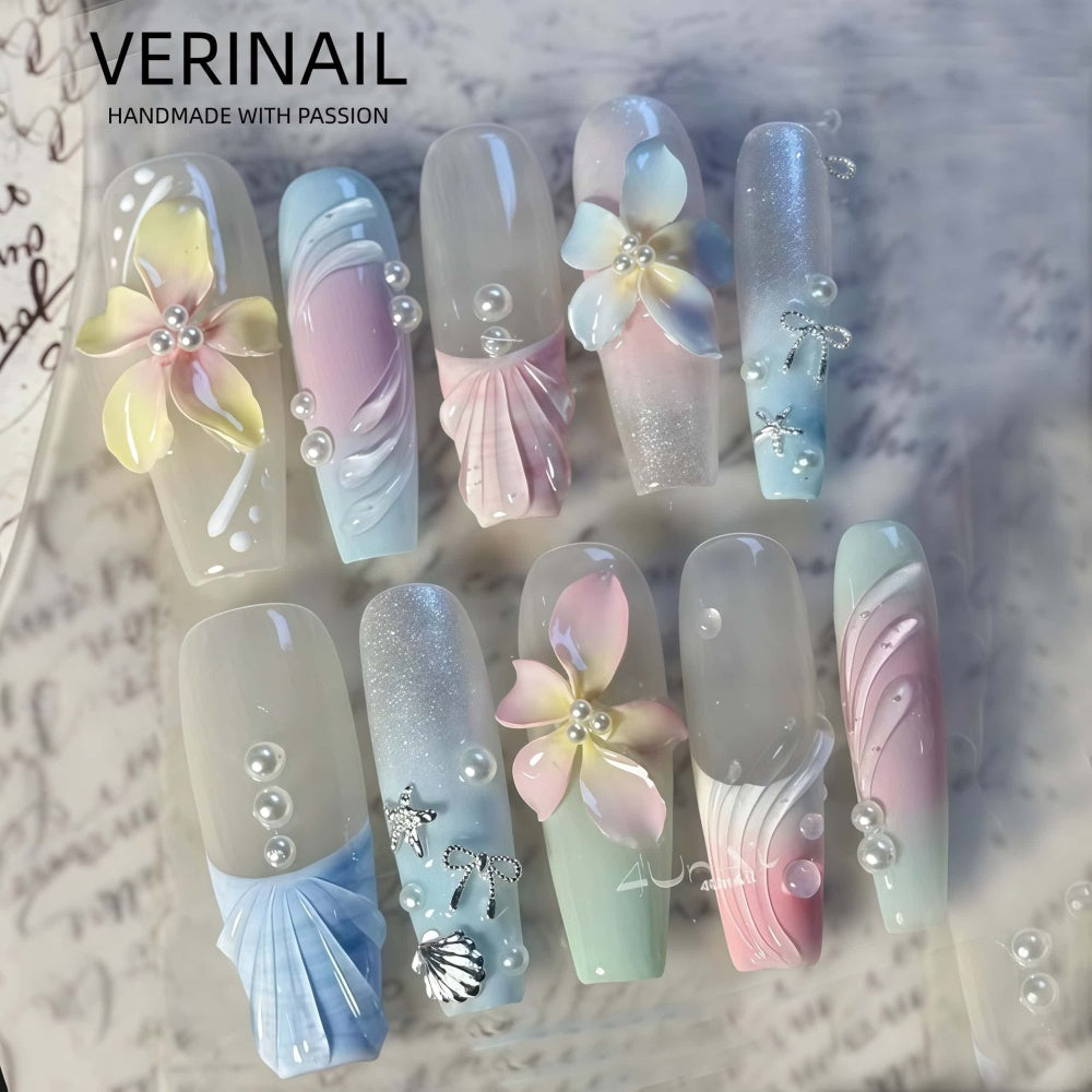 #3 Press-On Nails Box | Handmade | Reusable | Glitter + Gems + Floral | French Tips