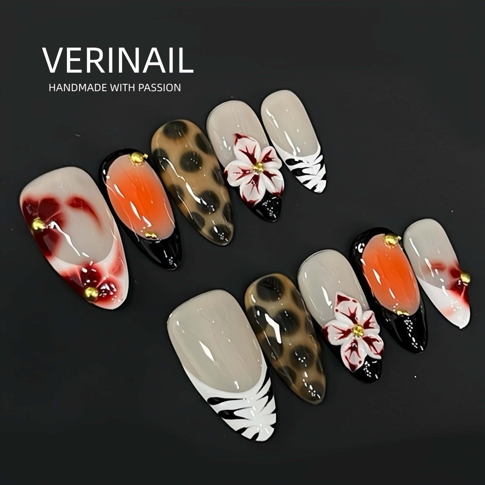#3 Press-On Nails Box | Handmade | Reusable | Glitter + Gems + Floral | French Tips