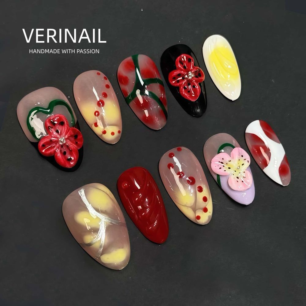 #3 Press-On Nails Box | Handmade | Reusable | Glitter + Gems + Floral | French Tips