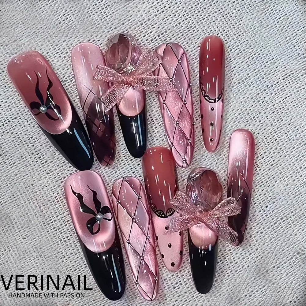 #3 Press-On Nails Box | Handmade | Reusable | Glitter + Gems + Floral | French Tips