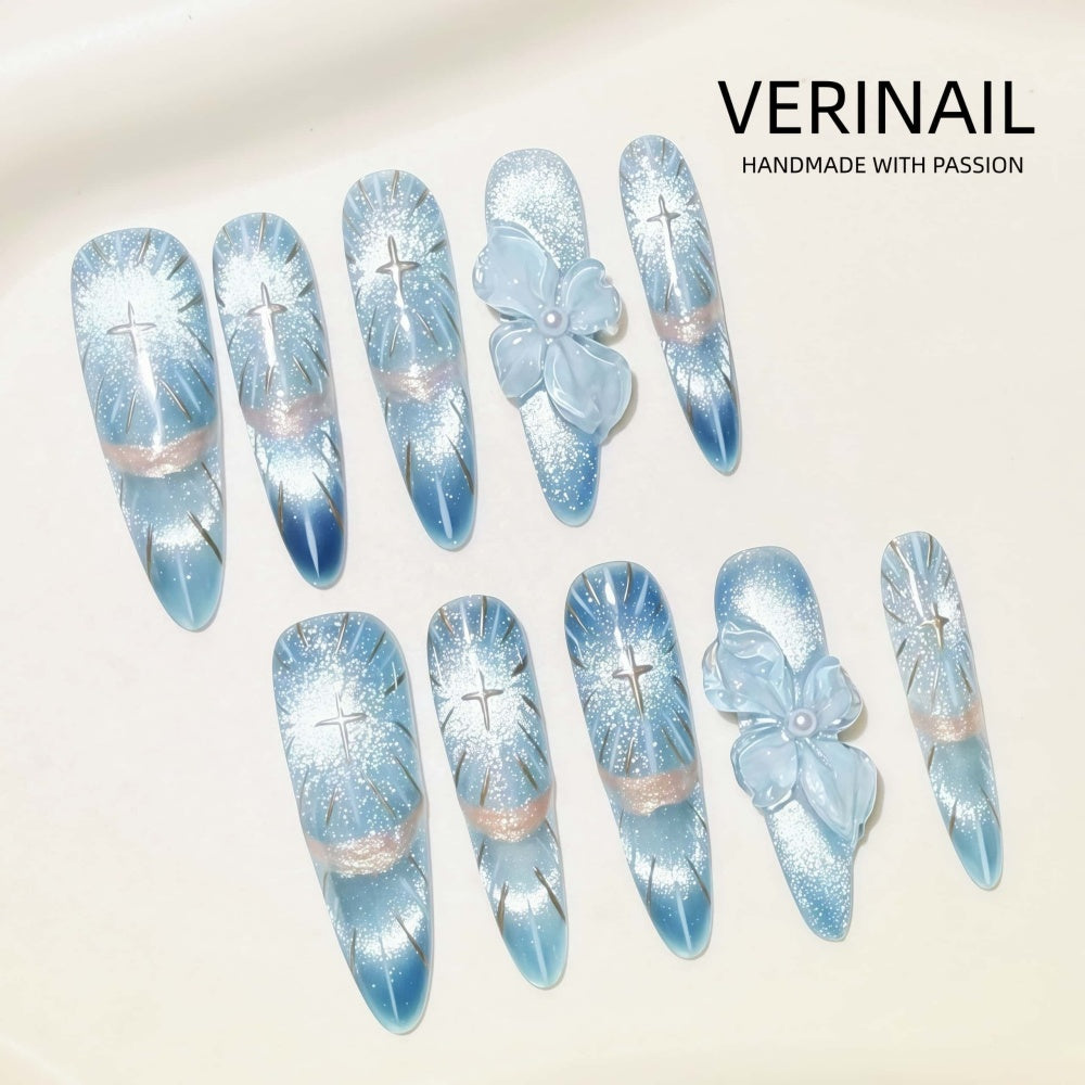 #3 Press-On Nails Box | Handmade | Reusable | Glitter + Gems + Floral | French Tips