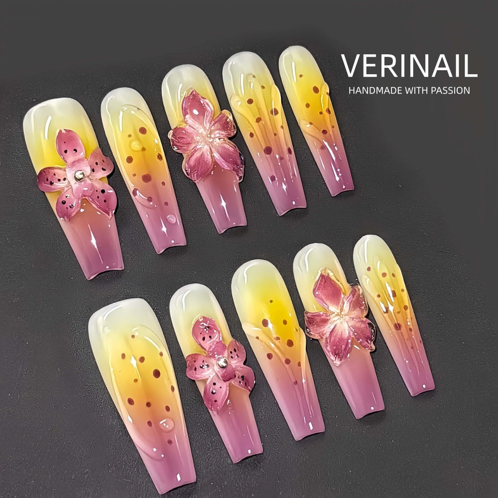 #3 Press-On Nails Box | Handmade | Reusable | Glitter + Gems + Floral | French Tips