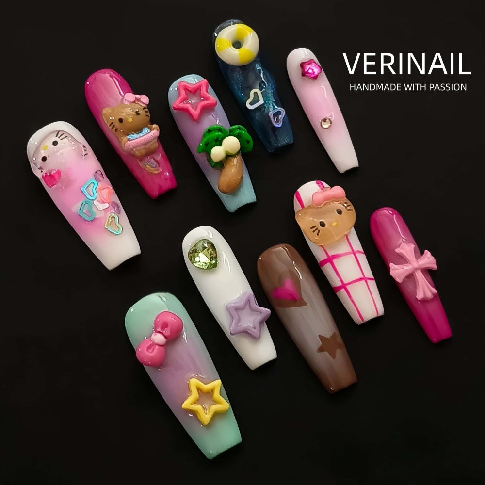 #3 Press-On Nails Box | Handmade | Reusable | Glitter + Gems + Floral | French Tips