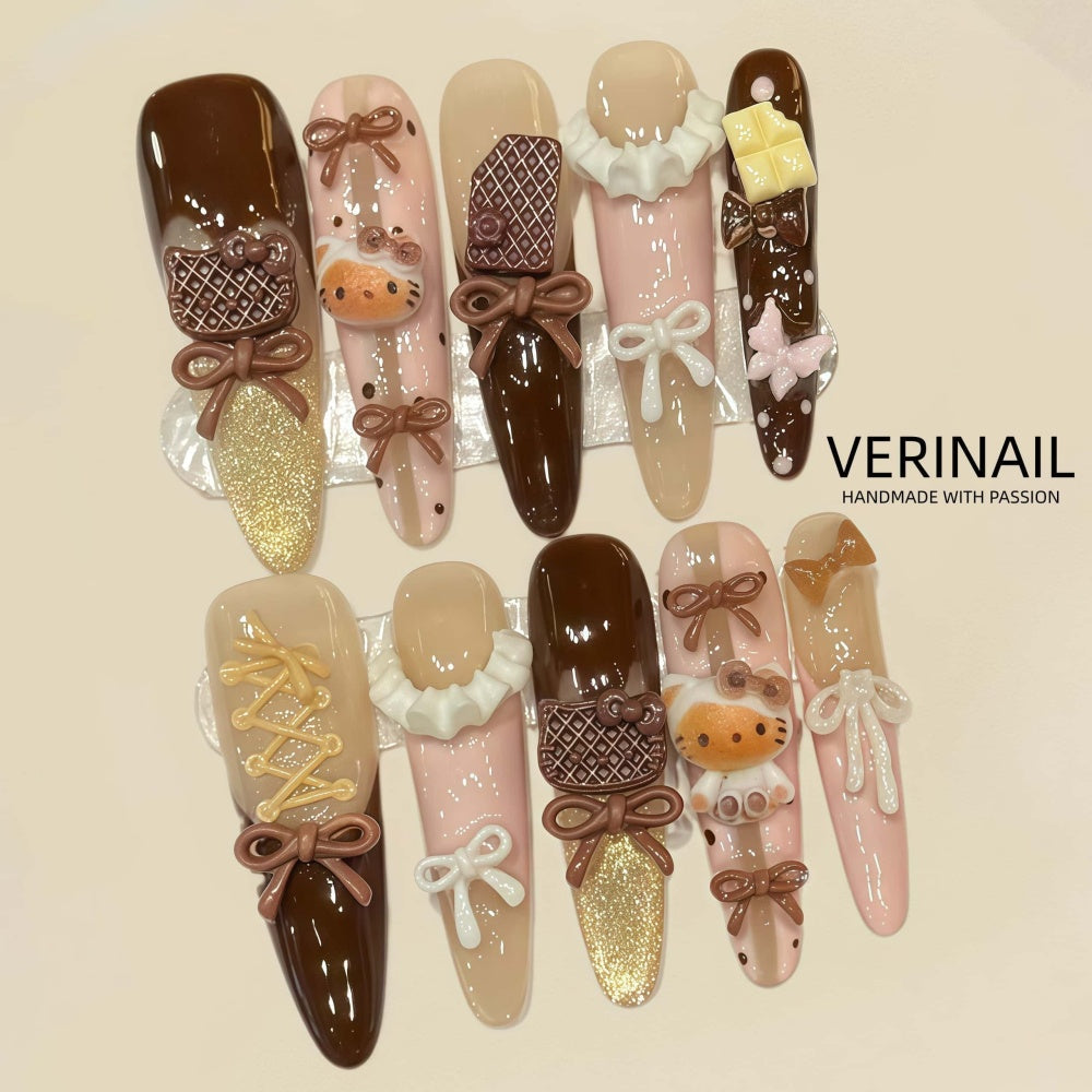 #3 Press-On Nails Box | Handmade | Reusable | Glitter + Gems + Floral | French Tips