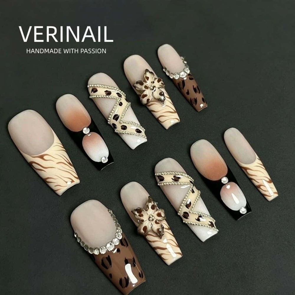 #3 Press-On Nails Box | Handmade | Reusable | Glitter + Gems + Floral | French Tips