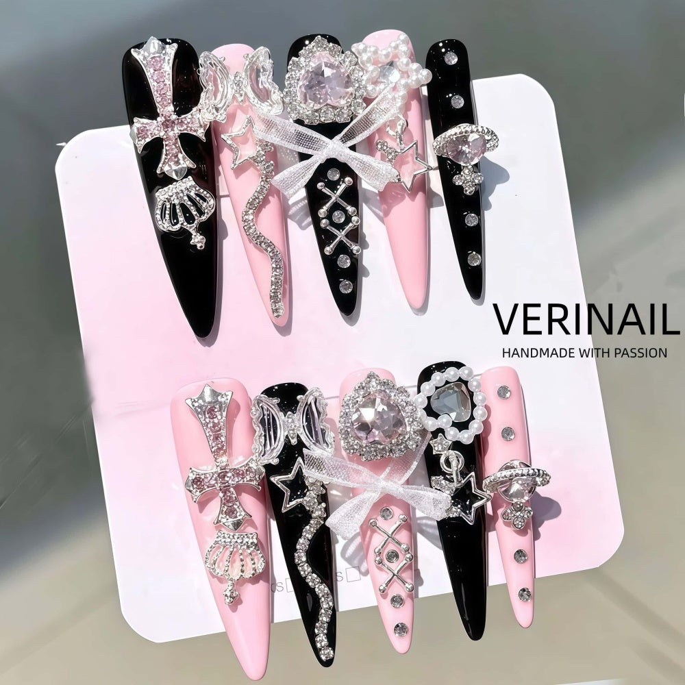 #3 Press-On Nails Box | Handmade | Reusable | Glitter + Gems + Floral | French Tips