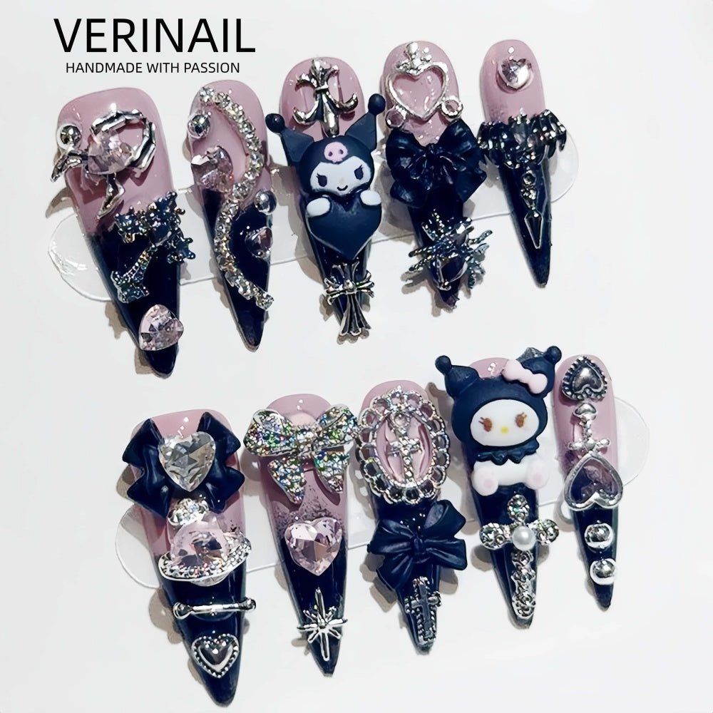 #3 Press-On Nails Box | Handmade | Reusable | Glitter + Gems + Floral | French Tips