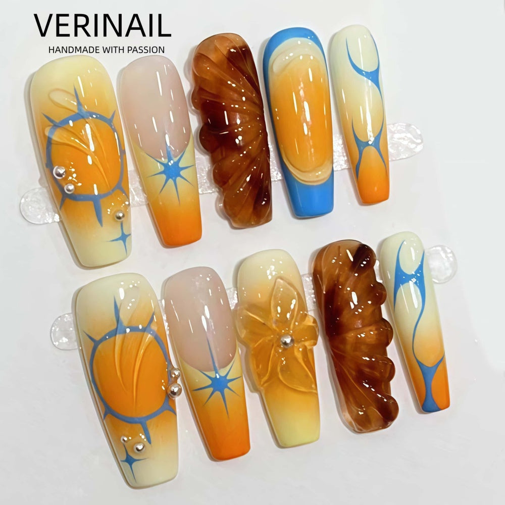 #3 Press-On Nails Box | Handmade | Reusable | Glitter + Gems + Floral | French Tips