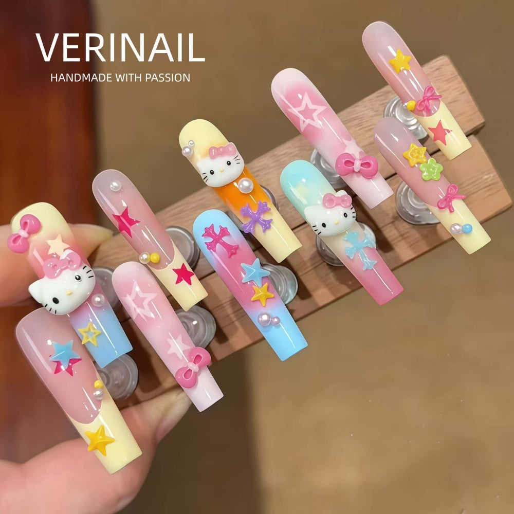 #3 Press-On Nails Box | Handmade | Reusable | Glitter + Gems + Floral | French Tips