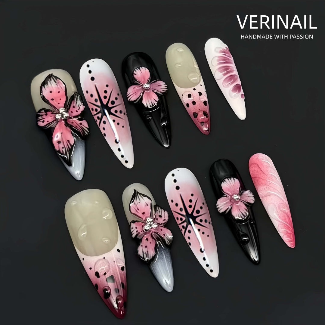 #1 Handmade Press On Nails Gothic nails/Smudged nails/Custom nails