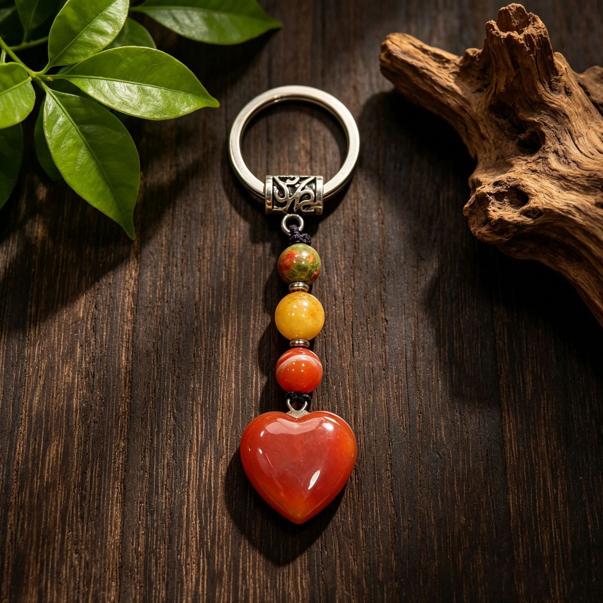 Healing Crystal Heart Shape Keychains Set