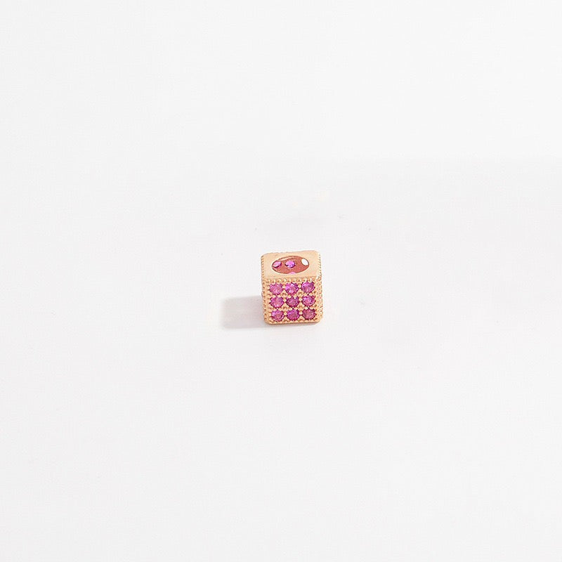 1Pcs Brass Cubic Zirconia Square Spacer Beads
