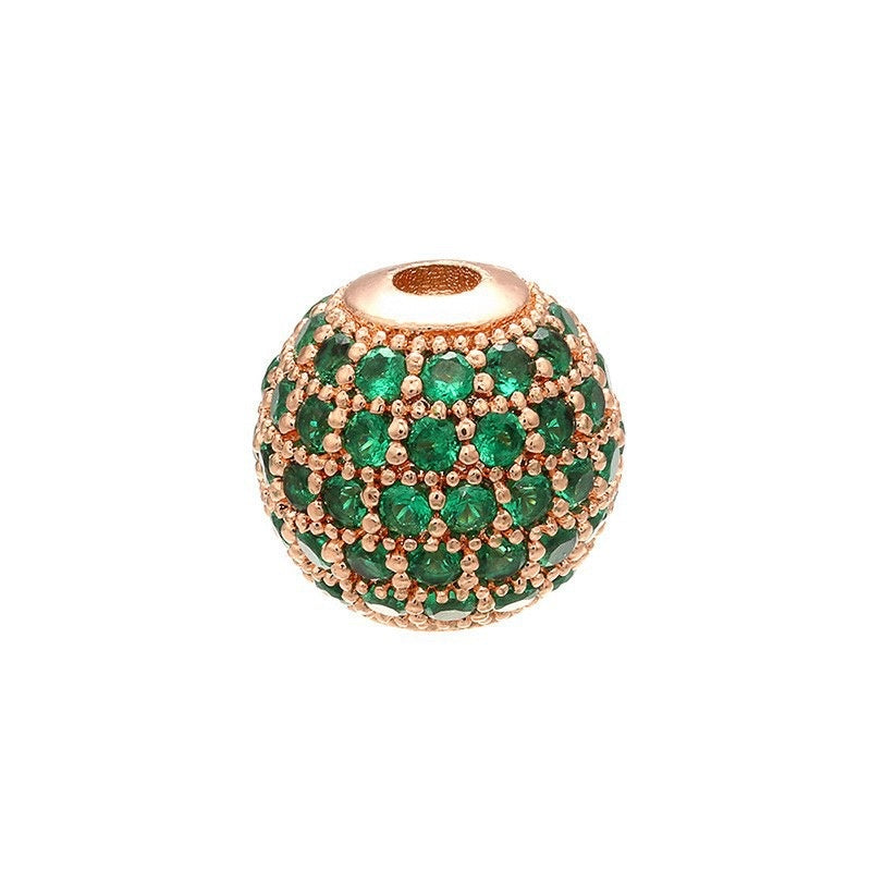 High Quality Brass Cubic Zirconia Round Spacer Beads 6mm/8mm/10mm