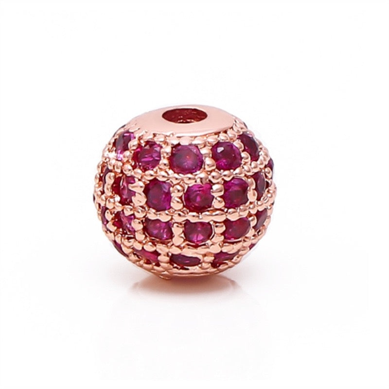 High Quality Brass Cubic Zirconia Round Spacer Beads 6mm/8mm/10mm