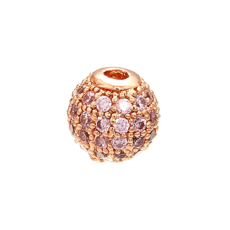 High Quality Brass Cubic Zirconia Round Spacer Beads 6mm/8mm/10mm