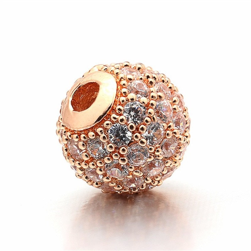 High Quality Brass Cubic Zirconia Round Spacer Beads 6mm/8mm/10mm