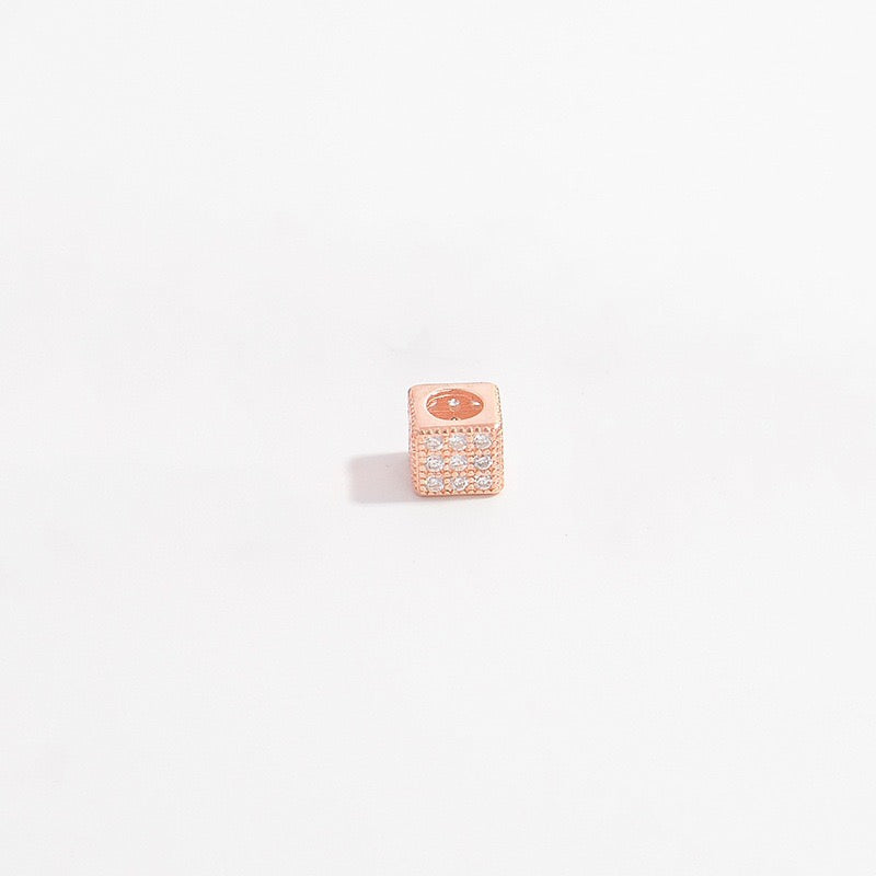 1Pcs Brass Cubic Zirconia Square Spacer Beads