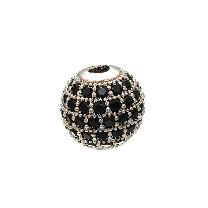 High Quality Brass Cubic Zirconia Round Spacer Beads 6mm/8mm/10mm