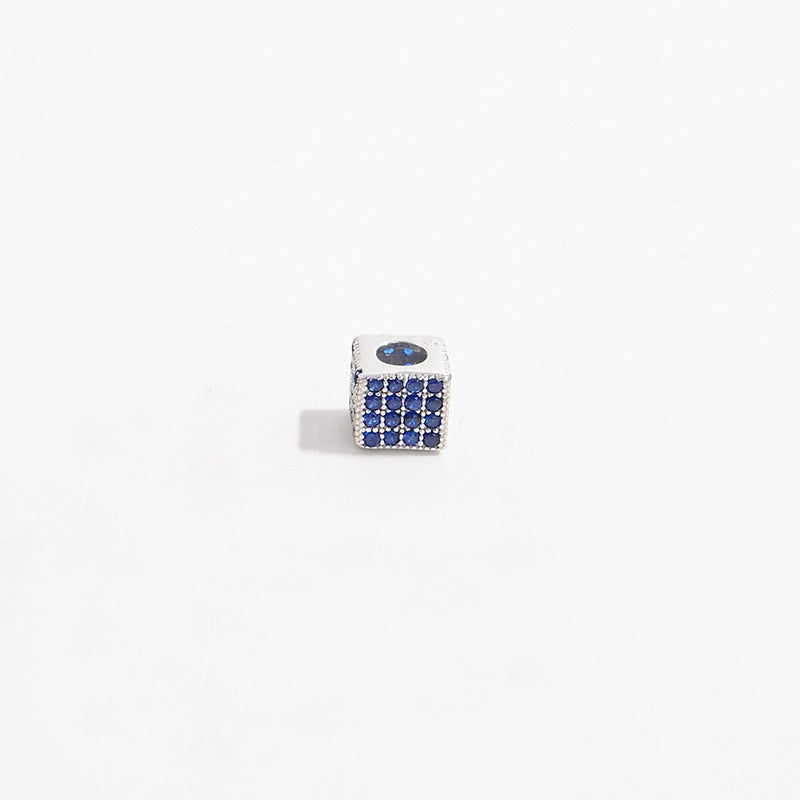 1Pcs Brass Cubic Zirconia Square Spacer Beads