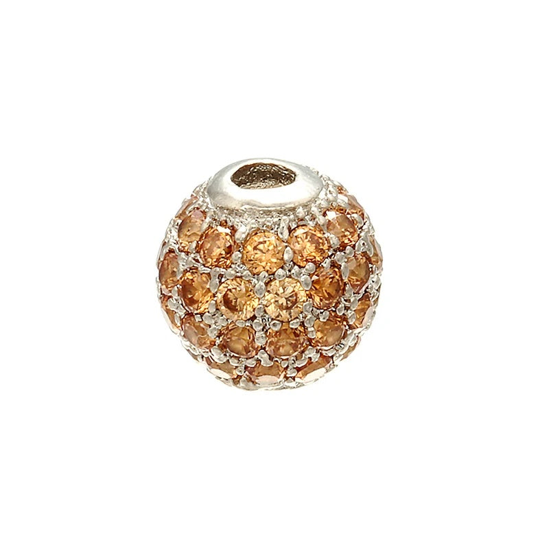 High Quality Brass Cubic Zirconia Round Spacer Beads 6mm/8mm/10mm