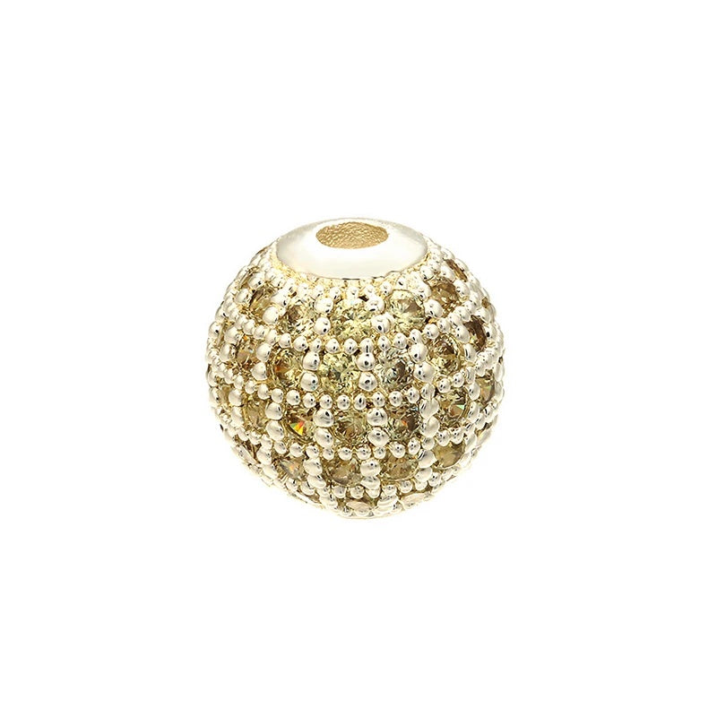 High Quality Brass Cubic Zirconia Round Spacer Beads 6mm/8mm/10mm