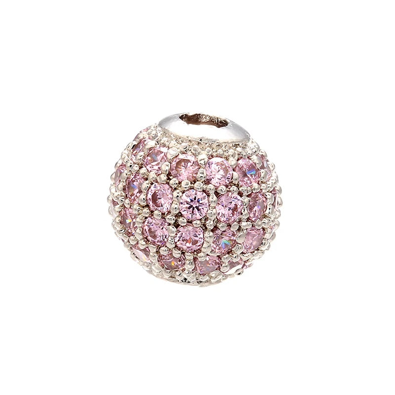 High Quality Brass Cubic Zirconia Round Spacer Beads 6mm/8mm/10mm