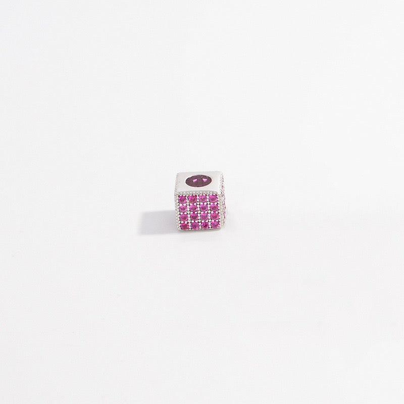 1Pcs Brass Cubic Zirconia Square Spacer Beads