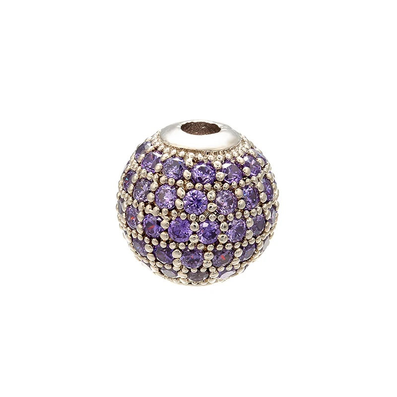 High Quality Brass Cubic Zirconia Round Spacer Beads 6mm/8mm/10mm