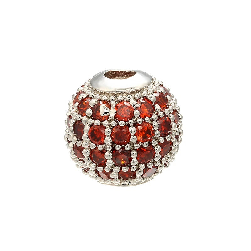 High Quality Brass Cubic Zirconia Round Spacer Beads 6mm/8mm/10mm