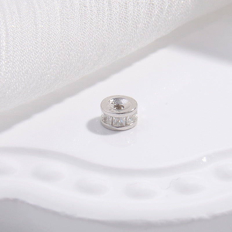 1PCS Brass Zircon Wheel Spacer Beads