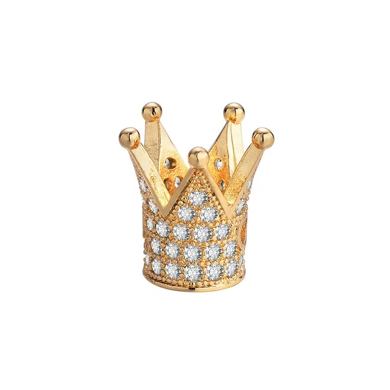 1PCS Brass Cubic Zirconia Crown Bead