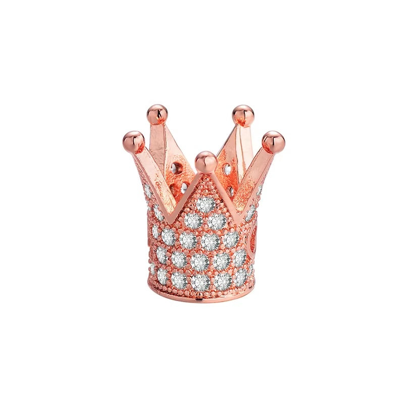 1PCS Brass Cubic Zirconia Crown Bead